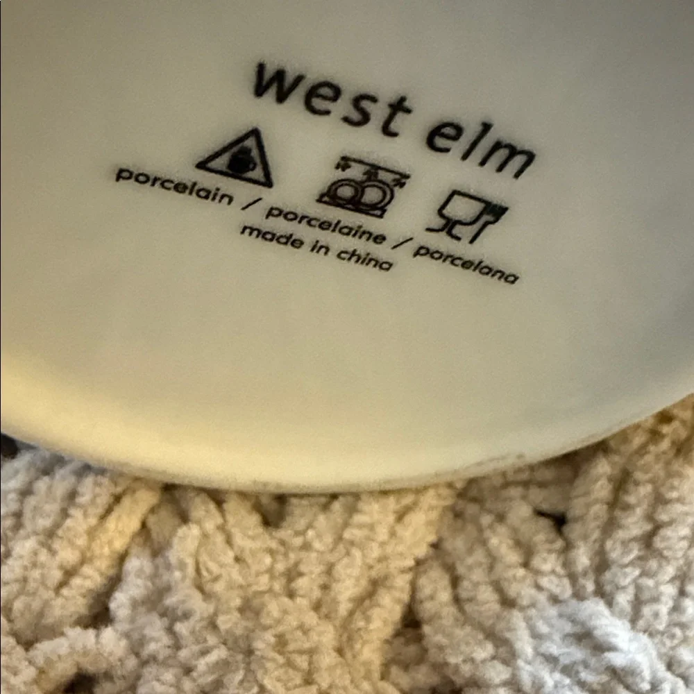 West Elm White and Gold Monogram Mug